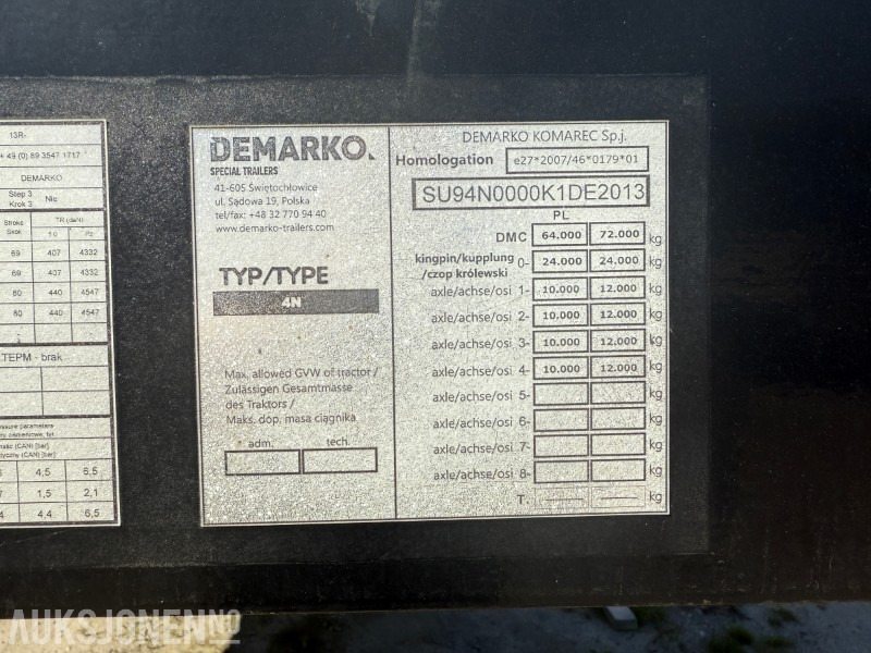 Anhänger 2020 DEMARKO 4N 72 TONNS KOMBI-TRAILER/MASKINHENGER: das Bild 13