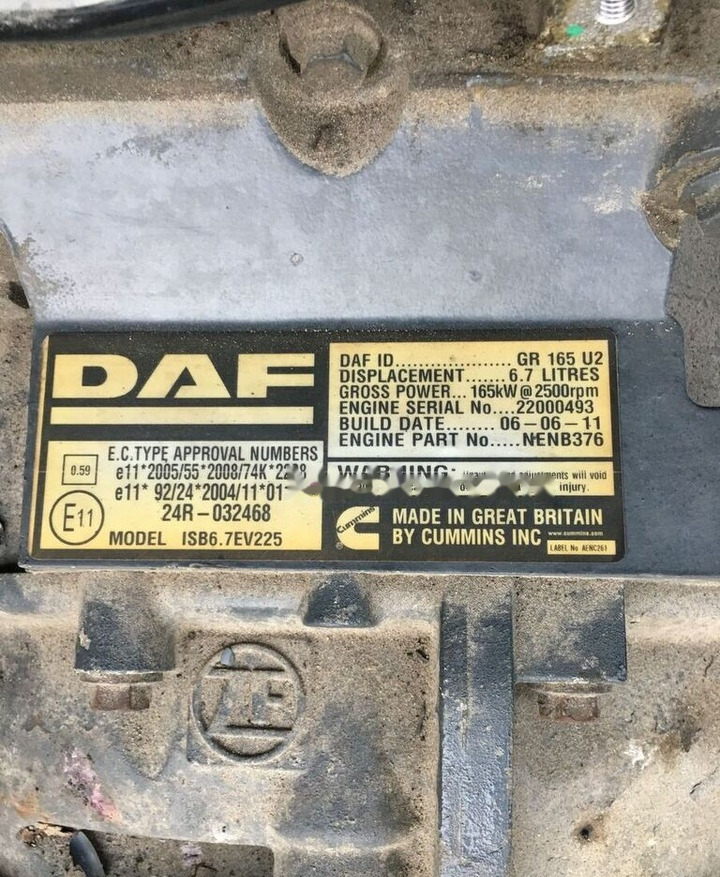 DAF Paccar GR 165 U2 DAF CF, LF - Motor für LKW: das Bild 2 DAF Paccar GR 165 U2 DAF CF, LF - Motor für LKW: das Bild 2