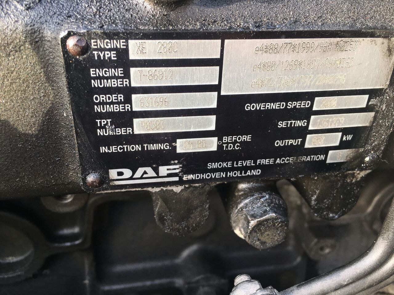 DAF XE 280C DAF CF 85, XF 95 - Motor für LKW: das Bild 2 DAF XE 280C DAF CF 85, XF 95 - Motor für LKW: das Bild 2