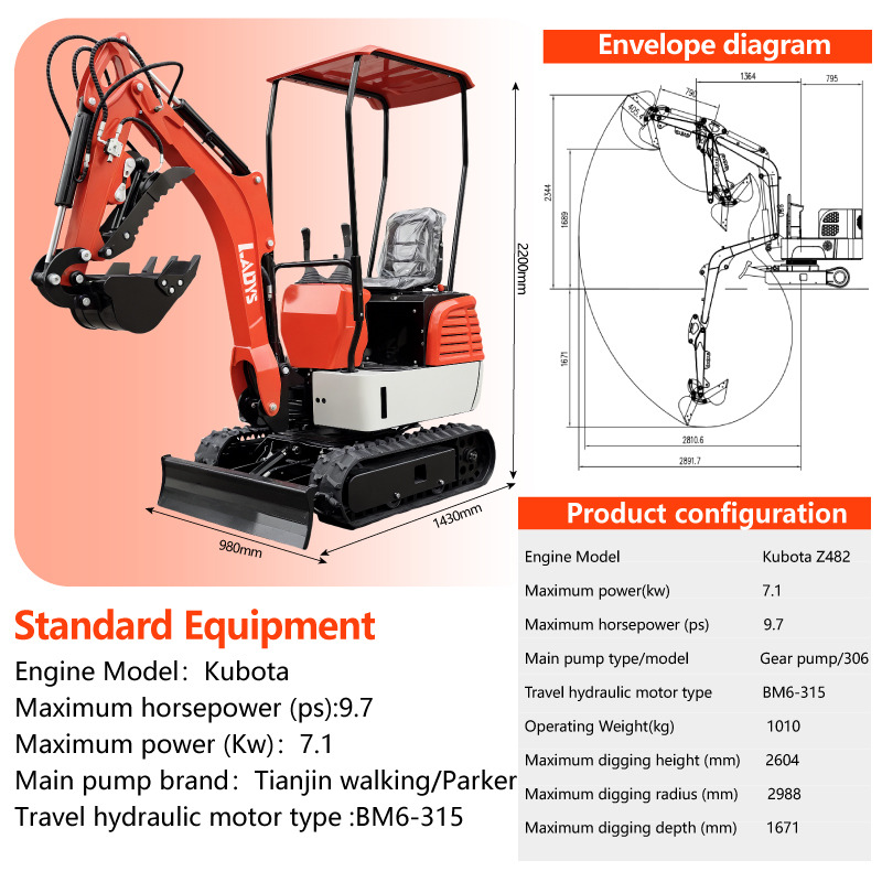 LADYS DY12Pro Mini Excavator CE Certification Kubota Engine(Factory Outlet) Mini Pelle Minibagger Minikoparka Miniexcavadora - Minibagger: das Bild 2 LADYS DY12Pro Mini Excavator CE Certification Kubota Engine(Factory Outlet) Mini Pelle Minibagger Minikoparka Miniexcavadora - Minibagger: das Bild 2