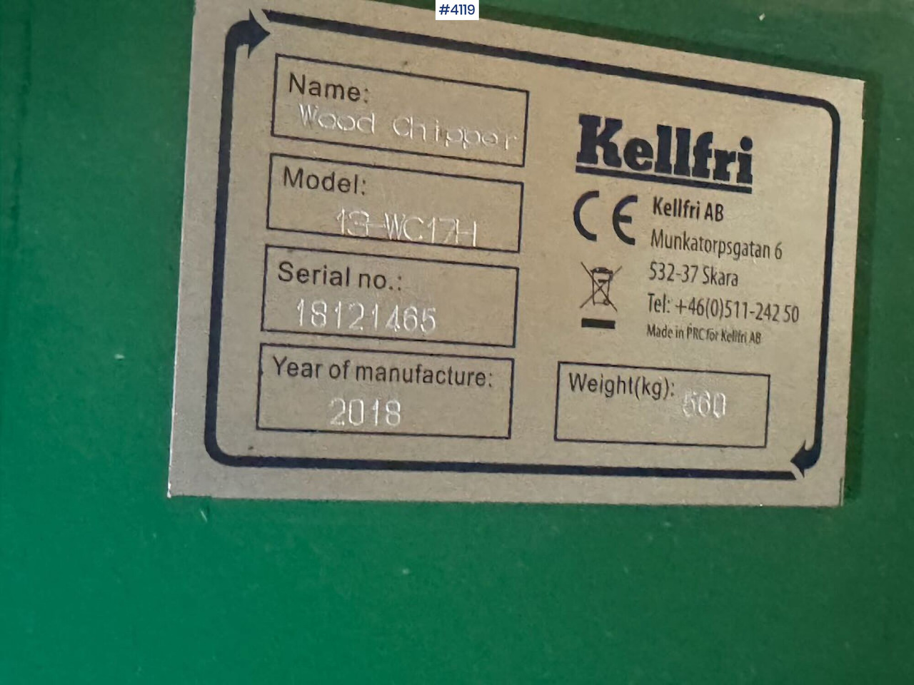 Forstmaschine 2018 Kellfri 13-WC17H Chipper: das Bild 11