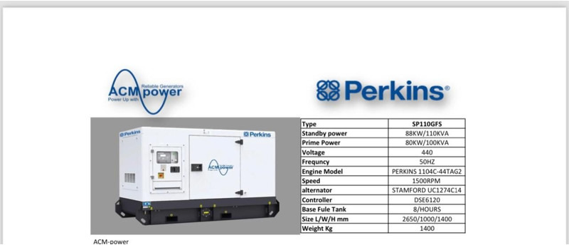 Perkins SP110GFS - Stromgenerator: das Bild 2 Perkins SP110GFS - Stromgenerator: das Bild 2