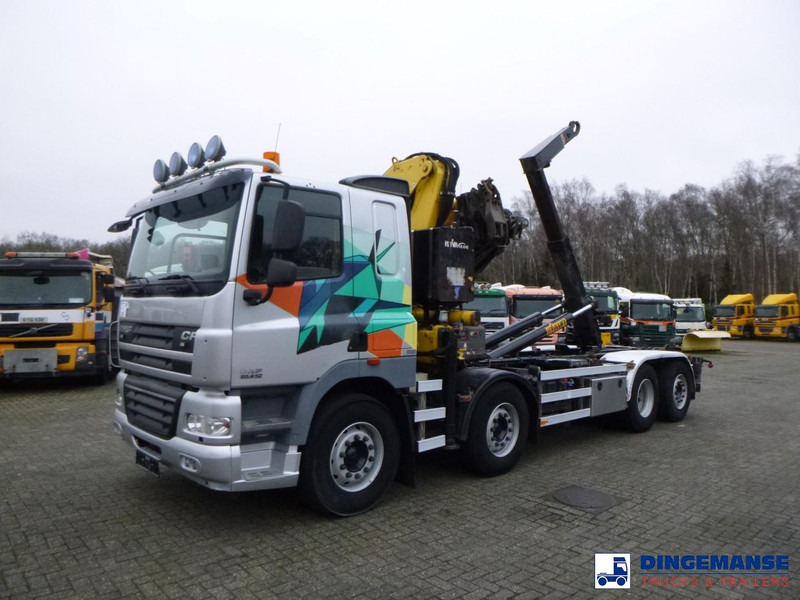 DAF CF 85.410 8x2 Hyva container hook + crane - Autokran: das Bild 1 DAF CF 85.410 8x2 Hyva container hook + crane - Autokran: das Bild 1