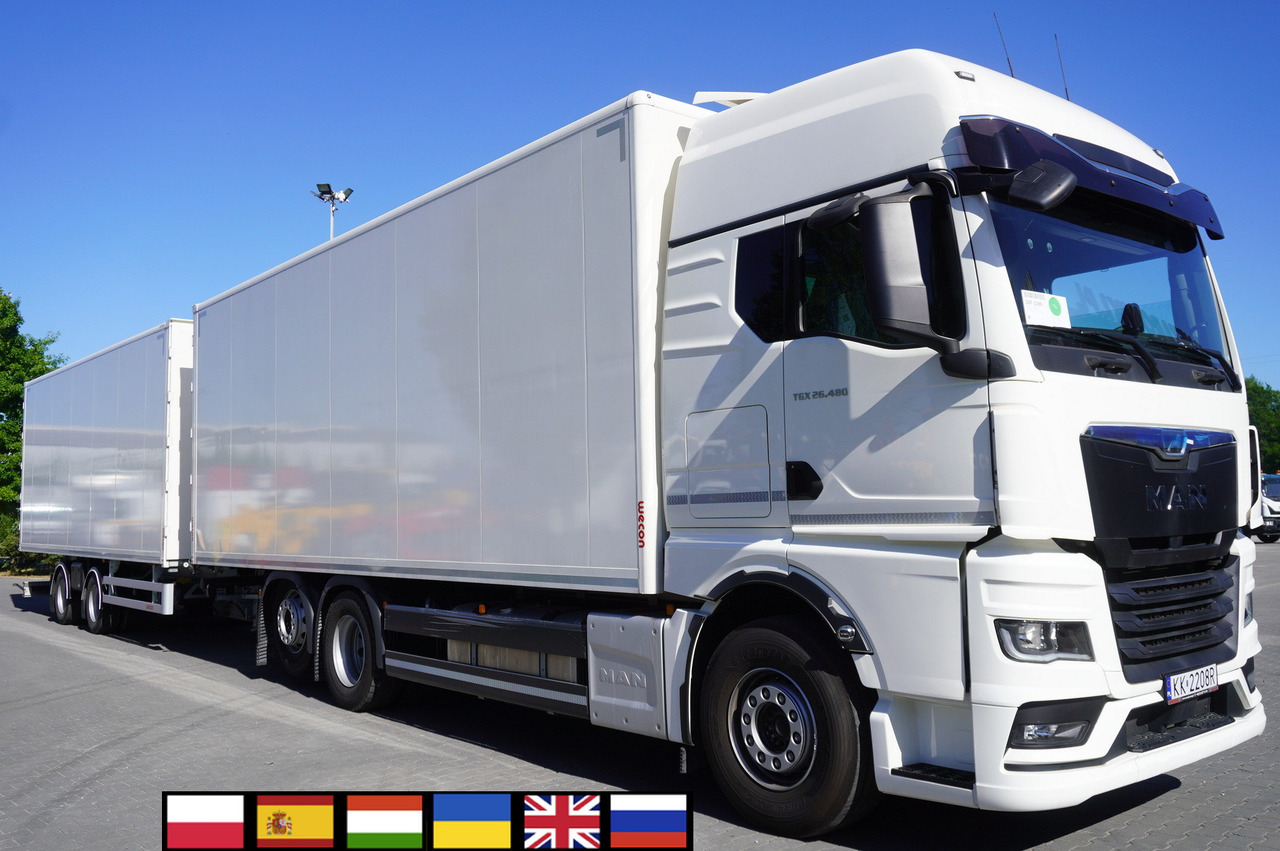 MAN TGX 26.480 6×2-2 LL CH NEW / 19 EPAL box / New Wecon walkthrough box trailer 19 EPAL / 2025.06 !!! - Koffer LKW: das Bild 1 MAN TGX 26.480 6×2-2 LL CH NEW / 19 EPAL box / New Wecon walkthrough box trailer 19 EPAL / 2025.06 !!! - Koffer LKW: das Bild 1