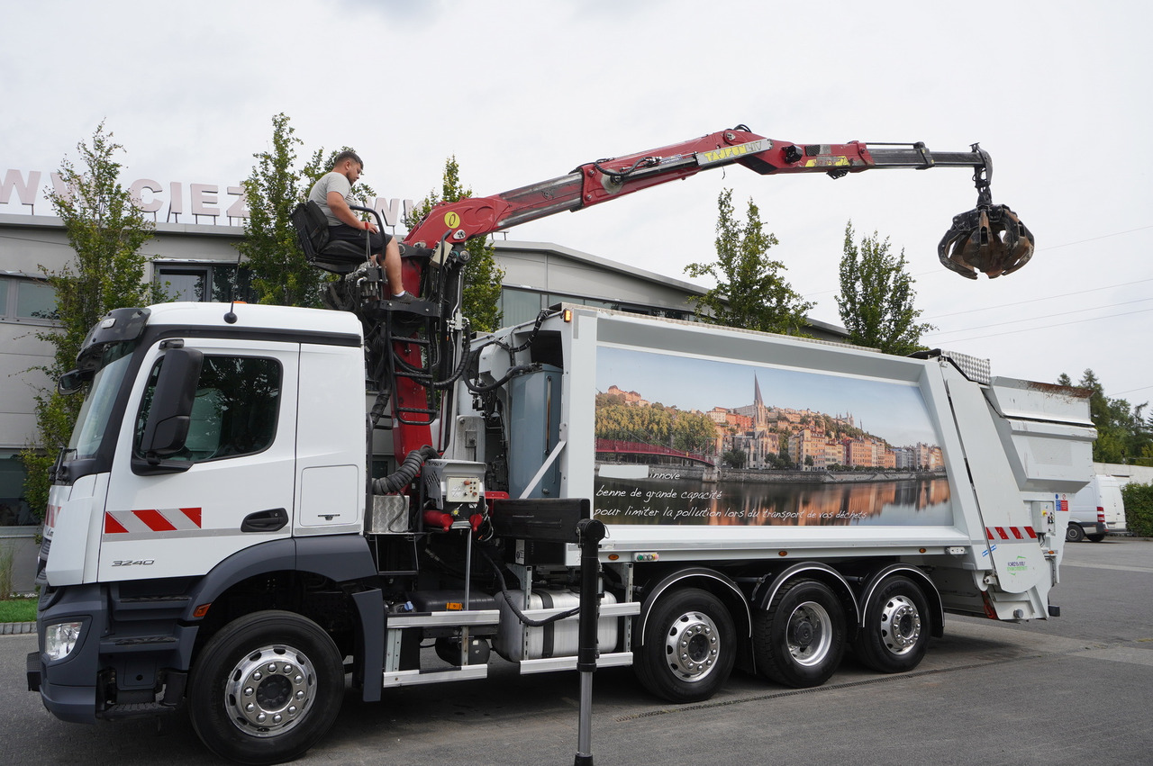 MERCEDES-BENZ Antos 3240 8x2 / Tajfun 5T crane / Farid Industries garbage truck/ 3 steered axles - Autokran: das Bild 1 MERCEDES-BENZ Antos 3240 8x2 / Tajfun 5T crane / Farid Industries garbage truck/ 3 steered axles - Autokran: das Bild 1