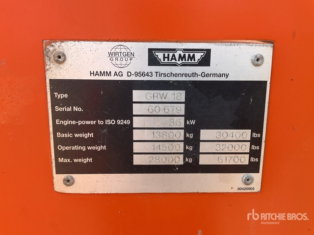 2003 Hamm GRW18 8 Wheel Pneumatic Roller - Gummiradwalze: das Bild 2 2003 Hamm GRW18 8 Wheel Pneumatic Roller - Gummiradwalze: das Bild 2
