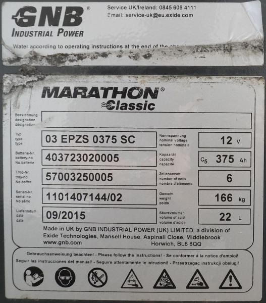 GNB 24 Volt 3 PzS 375 Ah - Batterie für Flurförderzeug: das Bild 4 GNB 24 Volt 3 PzS 375 Ah - Batterie für Flurförderzeug: das Bild 4