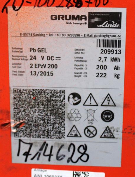GRUMA 24 Volt 2 PzV 200 Ah - Batterie für Flurförderzeug: das Bild 5 GRUMA 24 Volt 2 PzV 200 Ah - Batterie für Flurförderzeug: das Bild 5