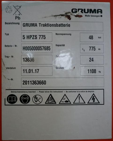 GRUMA 48 Volt 5 PzS 775 Ah - Batterie für Flurförderzeug: das Bild 5 GRUMA 48 Volt 5 PzS 775 Ah - Batterie für Flurförderzeug: das Bild 5