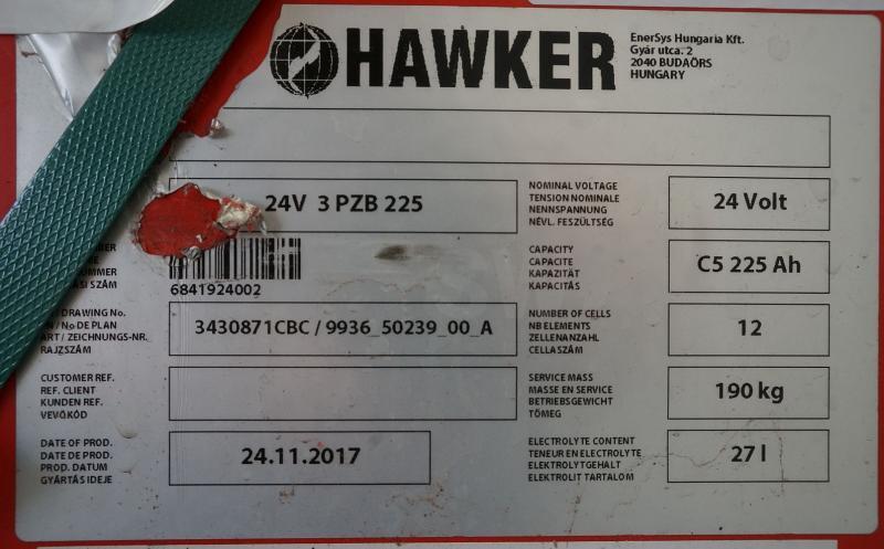 HAWKER 24 Volt 3 PzB 225 Ah - Batterie für Flurförderzeug: das Bild 5 HAWKER 24 Volt 3 PzB 225 Ah - Batterie für Flurförderzeug: das Bild 5