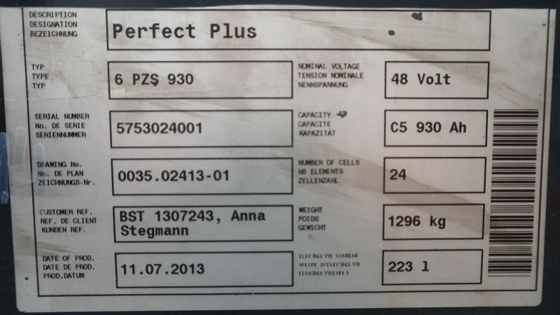 HAWKER 48 Volt 6 PzS 930 Ah - Batterie für Flurförderzeug: das Bild 5 HAWKER 48 Volt 6 PzS 930 Ah - Batterie für Flurförderzeug: das Bild 5