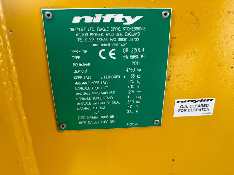 Niftylift HR 17 Hybride 4x4 - Gelenkarmbühne: das Bild 2 Niftylift HR 17 Hybride 4x4 - Gelenkarmbühne: das Bild 2