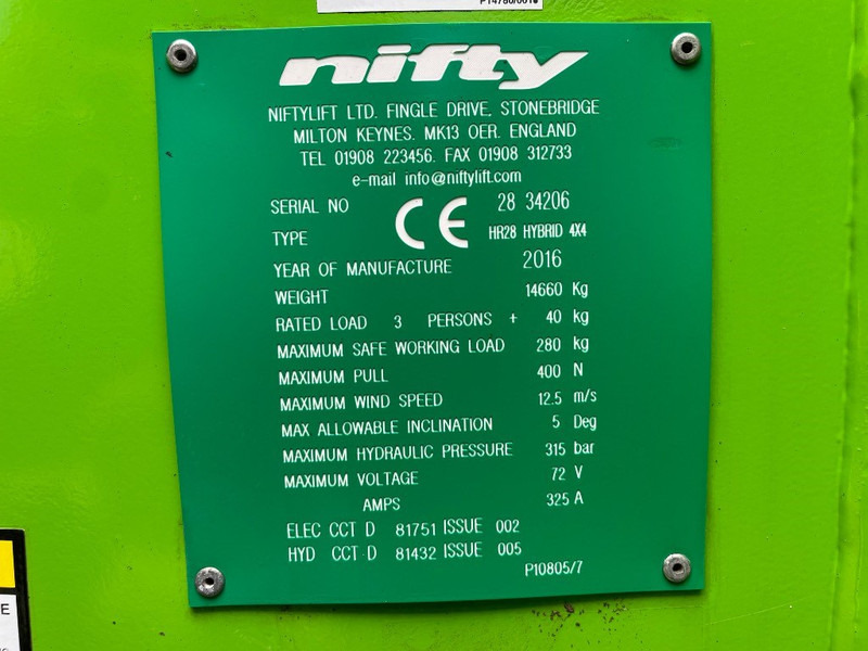 Niftylift HR 28 Hybrid 4x4 - Gelenkarmbühne: das Bild 3 Niftylift HR 28 Hybrid 4x4 - Gelenkarmbühne: das Bild 3