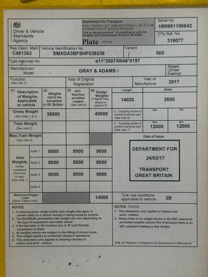 Gray and Adams 2017 Vector 1550 – 201786 - Kühlkoffer Auflieger: das Bild 3 Gray and Adams 2017 Vector 1550 – 201786 - Kühlkoffer Auflieger: das Bild 3