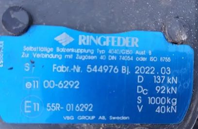 Zaczep Sprzęg RINGFEDER 4040 G150 10X16 CM - Sattelkupplung für LKW: das Bild 3 Zaczep Sprzęg RINGFEDER 4040 G150 10X16 CM - Sattelkupplung für LKW: das Bild 3