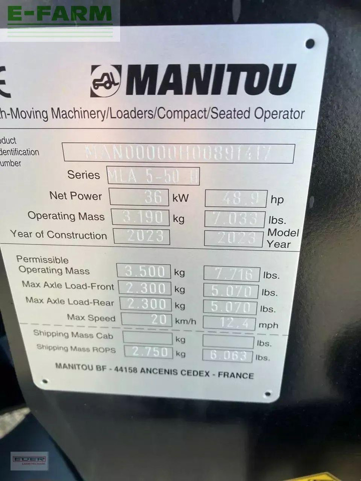 Radlader Manitou mla 5-50h knicklader demogerät: das Bild 9