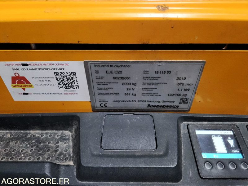 2 TRANSPALETTES ELECTRIQUE A LEVEE INITIALE 24V 150Ah CHARGEUR EMBARQUE DE 2019 - Niederhubwagen: das Bild 1 2 TRANSPALETTES ELECTRIQUE A LEVEE INITIALE 24V 150Ah CHARGEUR EMBARQUE DE 2019 - Niederhubwagen: das Bild 1