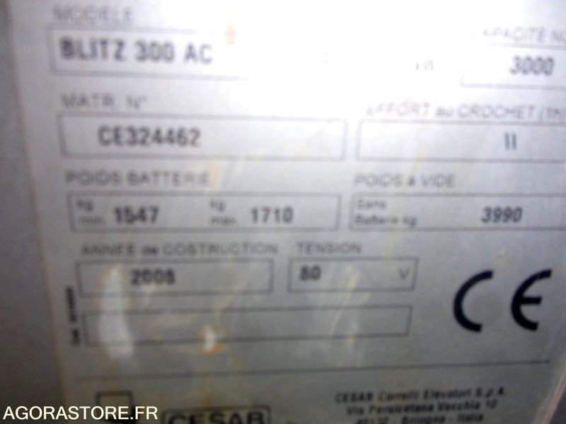 CHARIOT ÉLÉVATEUR 3 TONNES POSITIONNEUR DE FOURCHES  ELECTRIQUE CESAB – Finanzierungsleasing CHARIOT ÉLÉVATEUR 3 TONNES POSITIONNEUR DE FOURCHES  ELECTRIQUE CESAB: das Bild 9