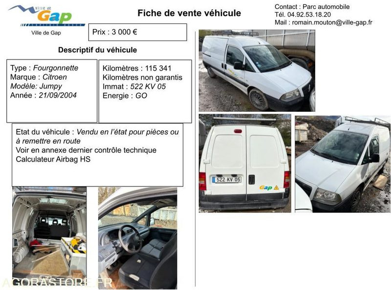 FOURGONNETTE CITROEN JUMPY - Kleintransporter: das Bild 2 FOURGONNETTE CITROEN JUMPY - Kleintransporter: das Bild 2
