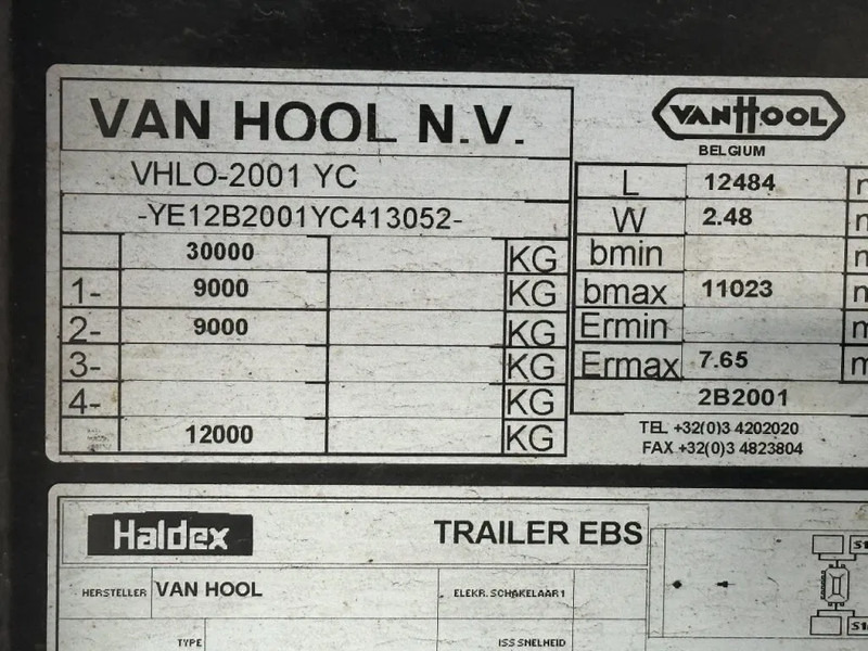 Planenauflieger Van Hool LAST AXEL STEERING, LIFT 2000KG: das Bild 13
