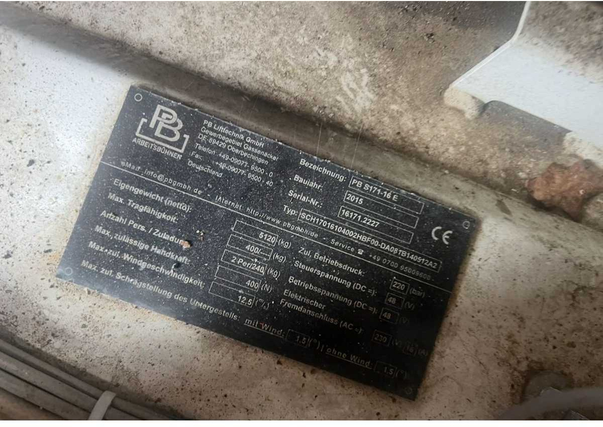 PB - S171-16 E - AERIAL PLATFORM BUILT IN 2015 WITH WORKING HEIGHT 17.3M - Arbeitsbühne: das Bild 5 PB - S171-16 E - AERIAL PLATFORM BUILT IN 2015 WITH WORKING HEIGHT 17.3M - Arbeitsbühne: das Bild 5