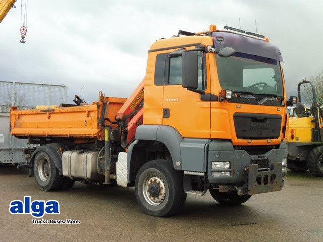 MAN 18.360 TGS 4x4, Kran Palfinger PK8501, Funk, AHK - Kipper, Autokran: das Bild 1 MAN 18.360 TGS 4x4, Kran Palfinger PK8501, Funk, AHK - Kipper, Autokran: das Bild 1