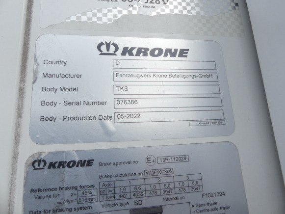 Semi remorque frigorifique Krone SREM FG TD - Kühlkoffer Anhänger: das Bild 5 Semi remorque frigorifique Krone SREM FG TD - Kühlkoffer Anhänger: das Bild 5