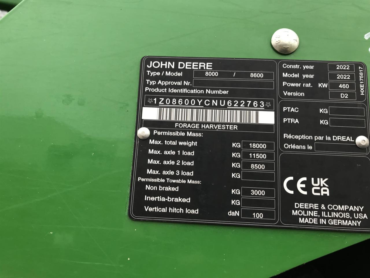 Feldhäcksler John Deere 8600: das Bild 12