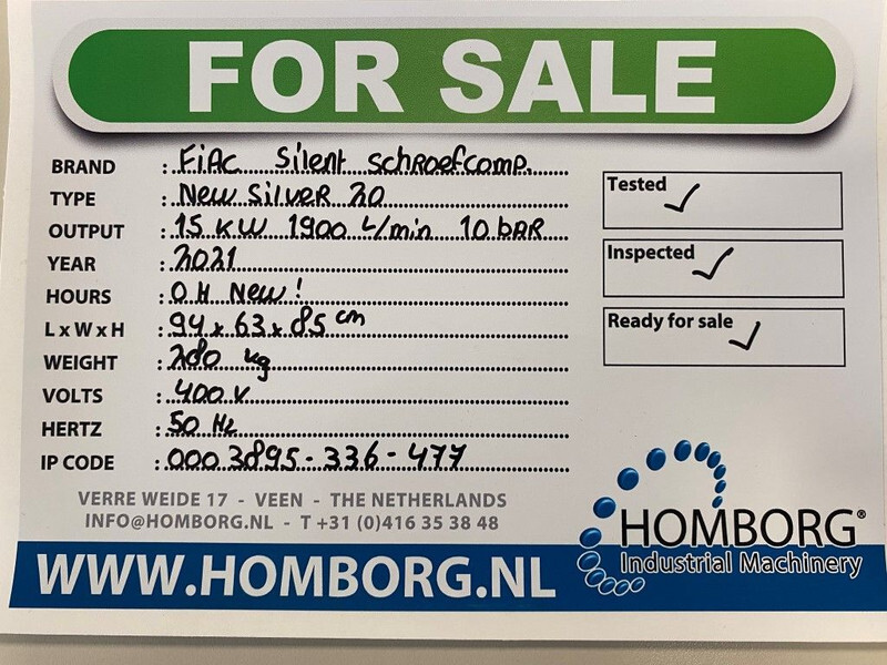 Fiac New Silver 20 Silent 15 kW 1900 L / min 10 Bar Elektrische Schroefcompressor - Luftkompressor: das Bild 2 Fiac New Silver 20 Silent 15 kW 1900 L / min 10 Bar Elektrische Schroefcompressor - Luftkompressor: das Bild 2