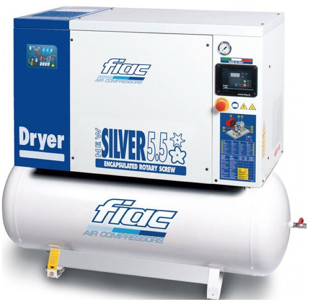 Fiac New Silver D 5.5 / 200 Silent 4 kW 450 L / min 10 Bar Elektrische Schroefcompressor met ketel en droger - Luftkompressor: das Bild 1 Fiac New Silver D 5.5 / 200 Silent 4 kW 450 L / min 10 Bar Elektrische Schroefcompressor met ketel en droger - Luftkompressor: das Bild 1