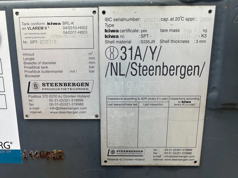 IBC Steenbergen Kiwa IBC 2000 liter dieseltank met handpomp Milieutank - Seecontainer: das Bild 3 IBC Steenbergen Kiwa IBC 2000 liter dieseltank met handpomp Milieutank - Seecontainer: das Bild 3