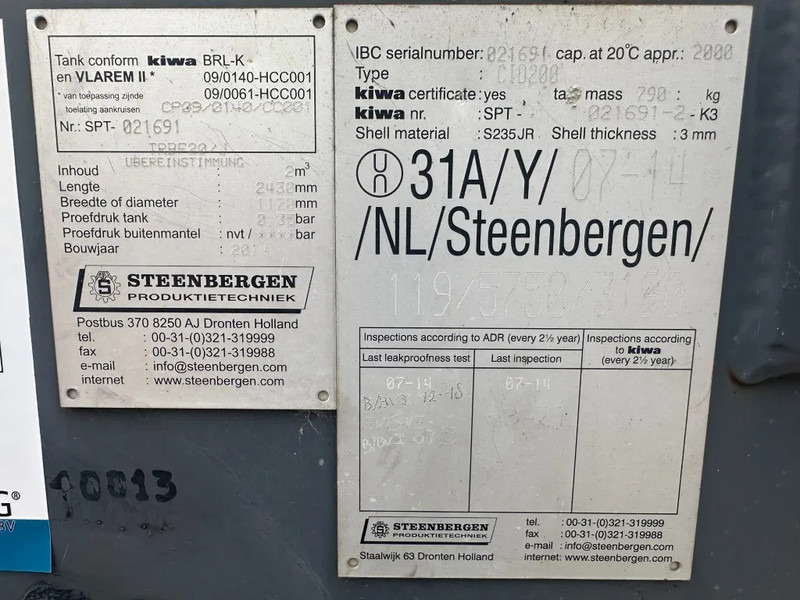 IBC Steenbergen Kiwa IBC 2000 liter dieseltank met handpomp Milieutank - Seecontainer: das Bild 3 IBC Steenbergen Kiwa IBC 2000 liter dieseltank met handpomp Milieutank - Seecontainer: das Bild 3
