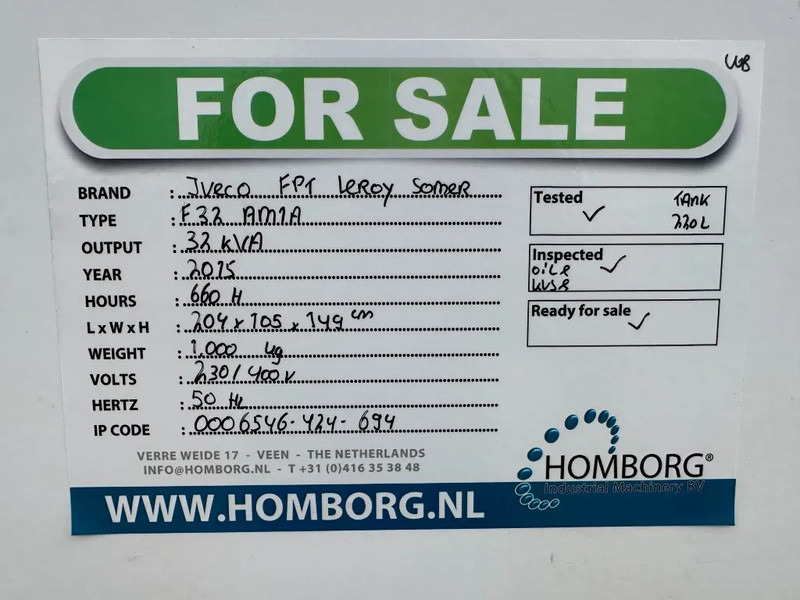 Stromgenerator Iveco FPT F32 AM1A Leroy Somer 32 KVA Silent generatorset 660 hours !: das Bild 18