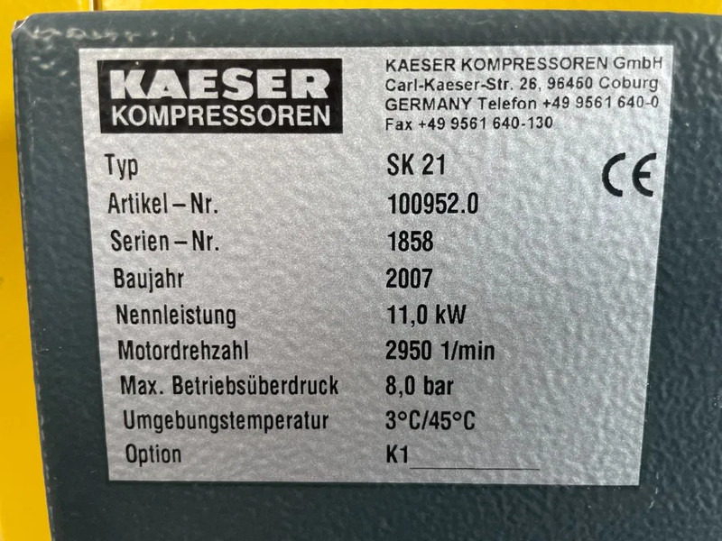 Kaeser SK21 - 11 kW elektrische schroefcompressor - Luftkompressor: das Bild 4 Kaeser SK21 - 11 kW elektrische schroefcompressor - Luftkompressor: das Bild 4