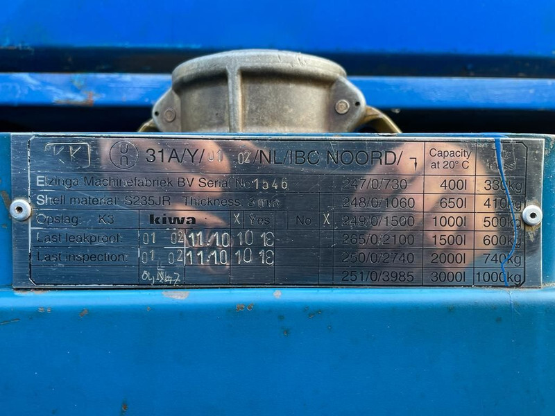 Kiwa IBC 1000 liter dieseltank met keuring - Lagertank: das Bild 2 Kiwa IBC 1000 liter dieseltank met keuring - Lagertank: das Bild 2