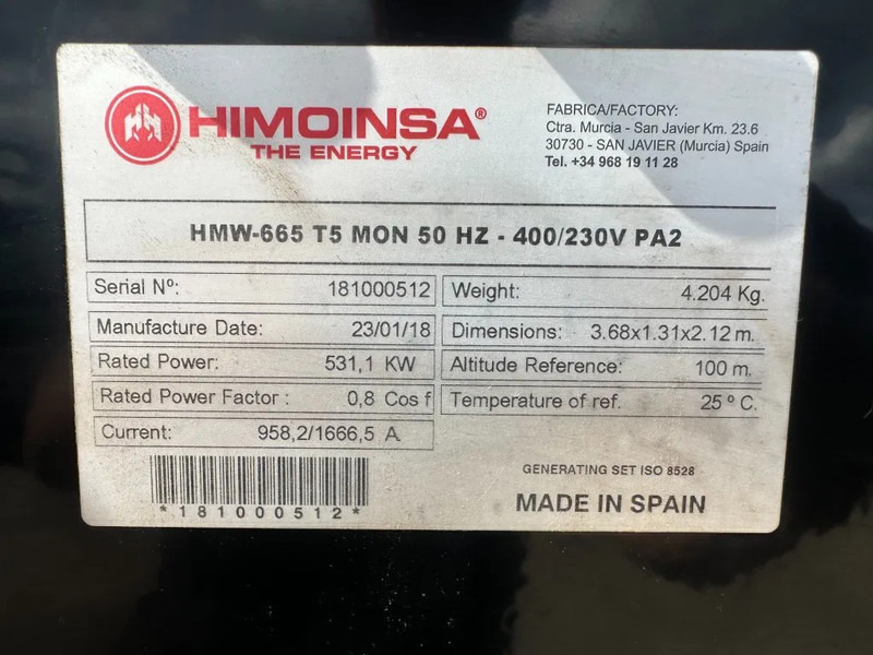 MTU 12V1600 G20F Himoinsa 700 kVA generatorset New ! Overstock ! - Stromgenerator: das Bild 3 MTU 12V1600 G20F Himoinsa 700 kVA generatorset New ! Overstock ! - Stromgenerator: das Bild 3