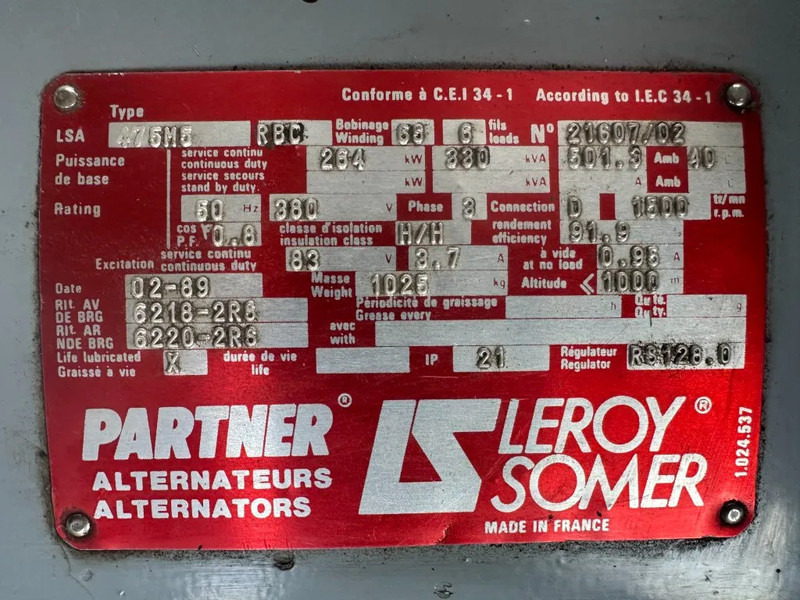 POYAUD Poyaud Leroy Somer 330 kVA noodstroom generatorset ex Emergency - Stromgenerator: das Bild 5 POYAUD Poyaud Leroy Somer 330 kVA noodstroom generatorset ex Emergency - Stromgenerator: das Bild 5