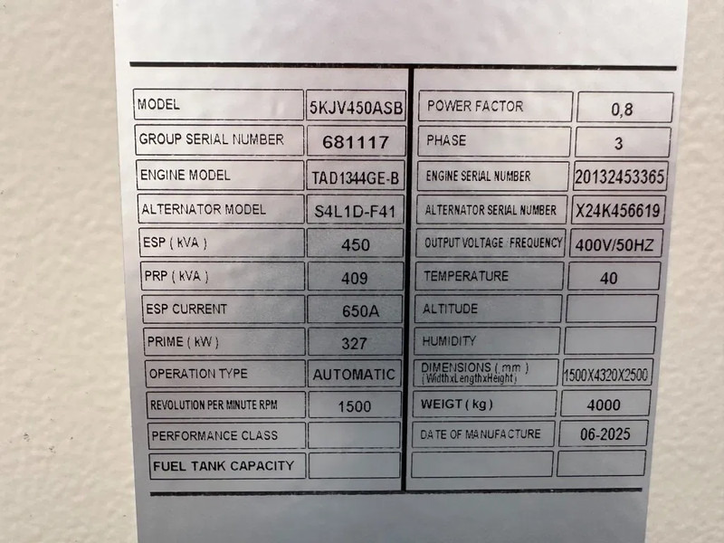 Volvo TAD 1344 GE Stamford 450 kVA Supersilent generatorset New ! - Stromgenerator: das Bild 3 Volvo TAD 1344 GE Stamford 450 kVA Supersilent generatorset New ! - Stromgenerator: das Bild 3
