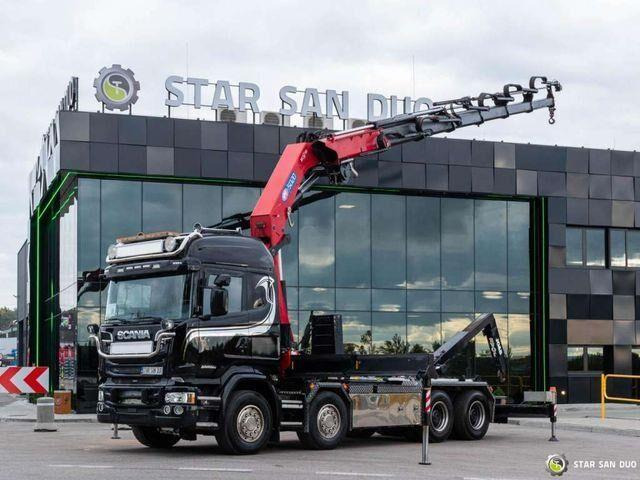 Scania R580 8x4 HMF 5020-K6, JOAB L20 5200AK Hooklift - Abrollkipper, Autokran: das Bild 1 Scania R580 8x4 HMF 5020-K6, JOAB L20 5200AK Hooklift - Abrollkipper, Autokran: das Bild 1