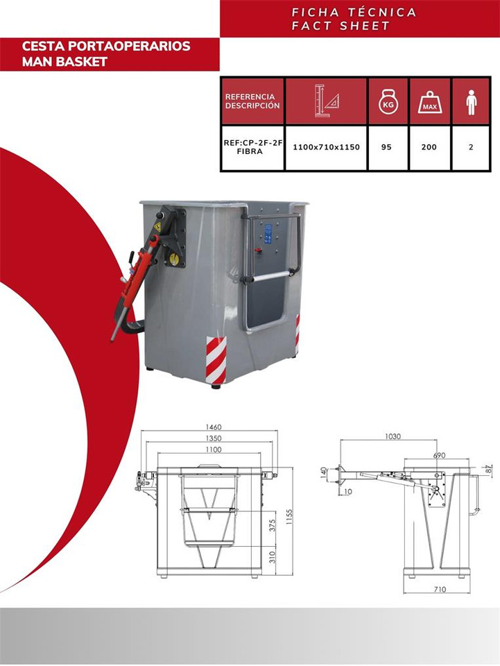 Man Basket + Connection Coupler OF-CP-2F2F+A - Anbauteil für Ladekran: das Bild 3 Man Basket + Connection Coupler OF-CP-2F2F+A - Anbauteil für Ladekran: das Bild 3