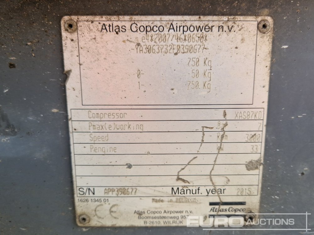 Luftkompressor 2015 Atlas Copco XAS87KD 176CFM: das Bild 12