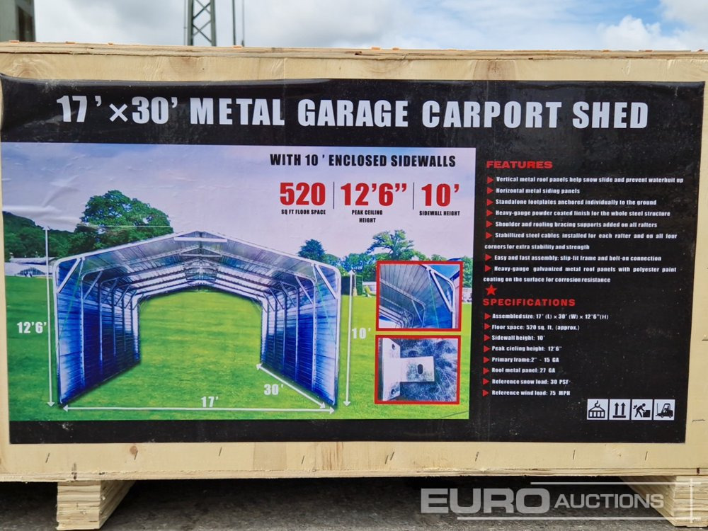 Unused 2025 17'x30' Metal Garage Carport Shed in 2.1x1x0.6m Transport Box - Wohncontainer: das Bild 2 Unused 2025 17'x30' Metal Garage Carport Shed in 2.1x1x0.6m Transport Box - Wohncontainer: das Bild 2