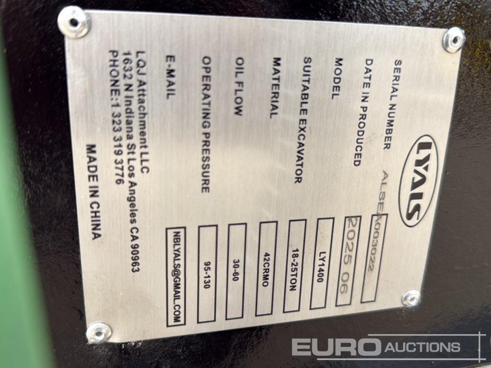 Unused 2025 Lyals LY1400 - Hydraulikhammer: das Bild 5 Unused 2025 Lyals LY1400 - Hydraulikhammer: das Bild 5