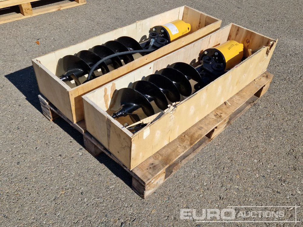 Unused KV200 Auger to suit Mini Excavator (2 of) / Ahoyador (2 of) - Erdbohrer für Minibagger: das Bild 1 Unused KV200 Auger to suit Mini Excavator (2 of) / Ahoyador (2 of) - Erdbohrer für Minibagger: das Bild 1