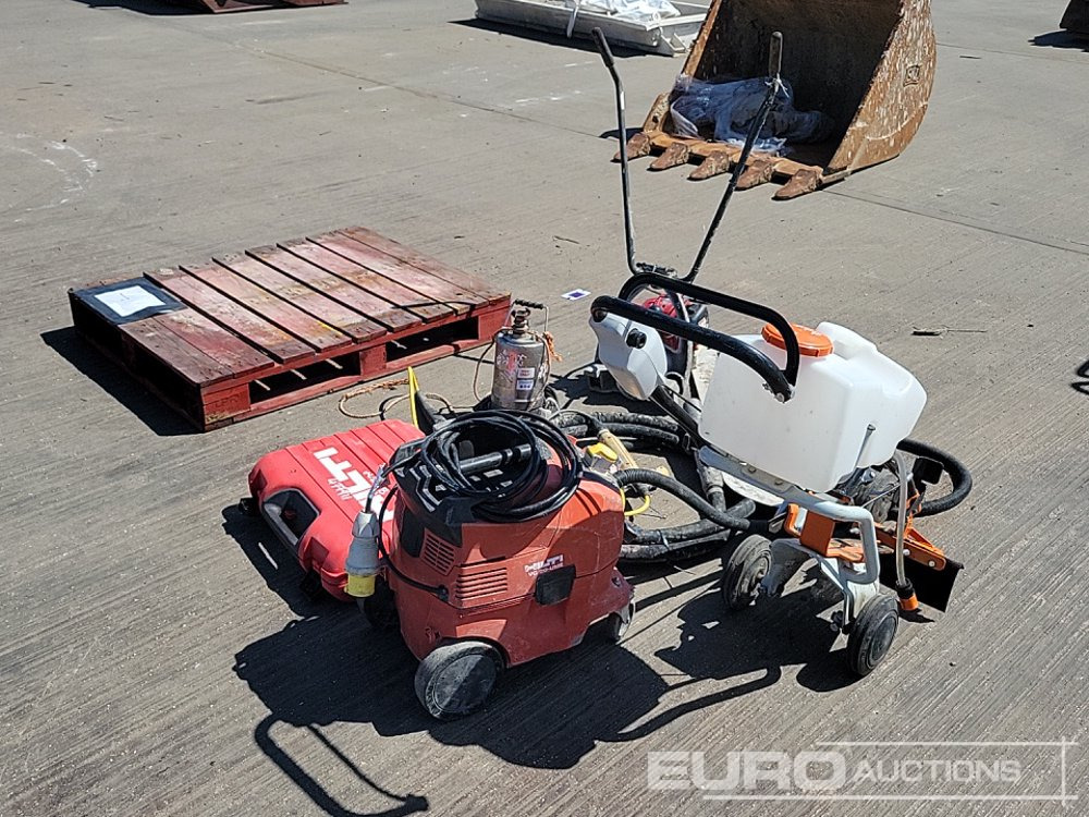 Stihl Quick Cut Saw Trolley, 110Volt Concrete Poker, 110Volt Submersible Water Pump, Pneumatic Scabbler, Concrete Float, Hilti 110Volt Vacuum, Hilti Battery Nail Gun, Petrol Concrete Screed Drive Unit - Baugeräte: das Bild 1 Stihl Quick Cut Saw Trolley, 110Volt Concrete Poker, 110Volt Submersible Water Pump, Pneumatic Scabbler, Concrete Float, Hilti 110Volt Vacuum, Hilti Battery Nail Gun, Petrol Concrete Screed Drive Unit - Baugeräte: das Bild 1