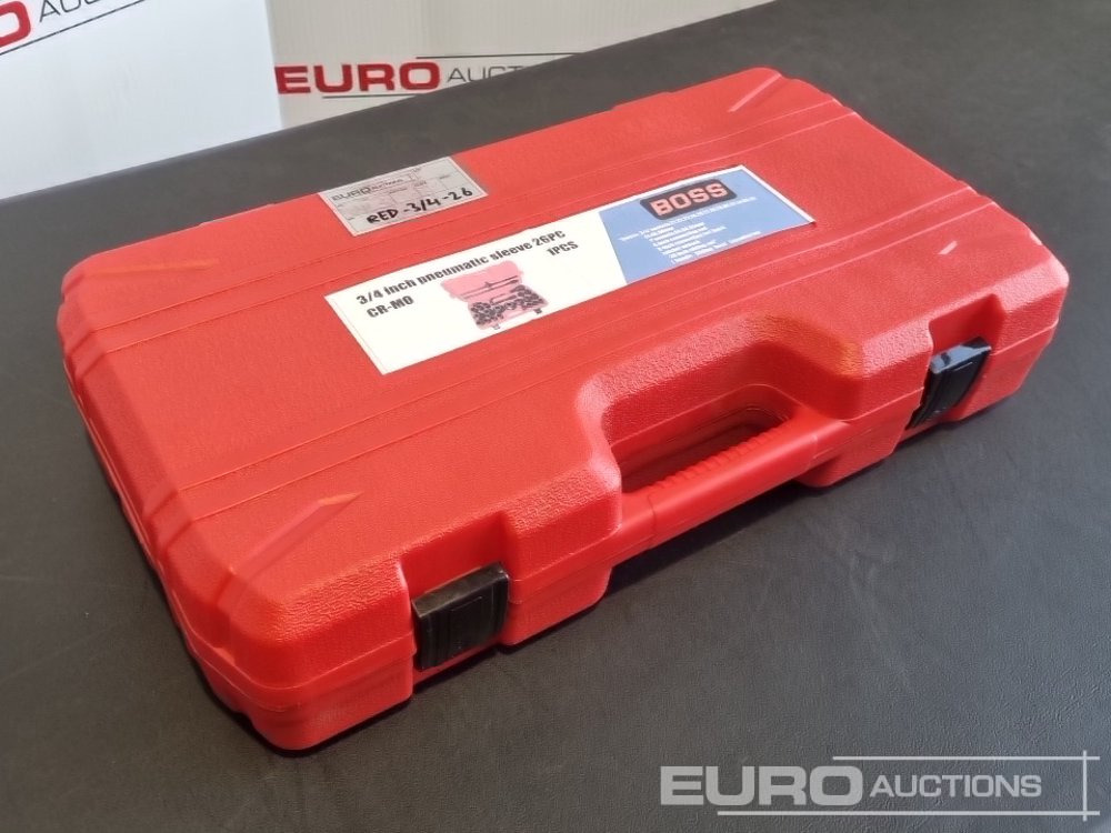 Unused Boss 3/4" 26pc Heavy Duty Pneumatic Socket Set, 4" Connecting Rod, 8" Connecting Rod Quick Ratchet Wrench, 20" Sliding Road, L Handle Sliding Head Extension Bar - Baugeräte: das Bild 1 Unused Boss 3/4" 26pc Heavy Duty Pneumatic Socket Set, 4" Connecting Rod, 8" Connecting Rod Quick Ratchet Wrench, 20" Sliding Road, L Handle Sliding Head Extension Bar - Baugeräte: das Bild 1