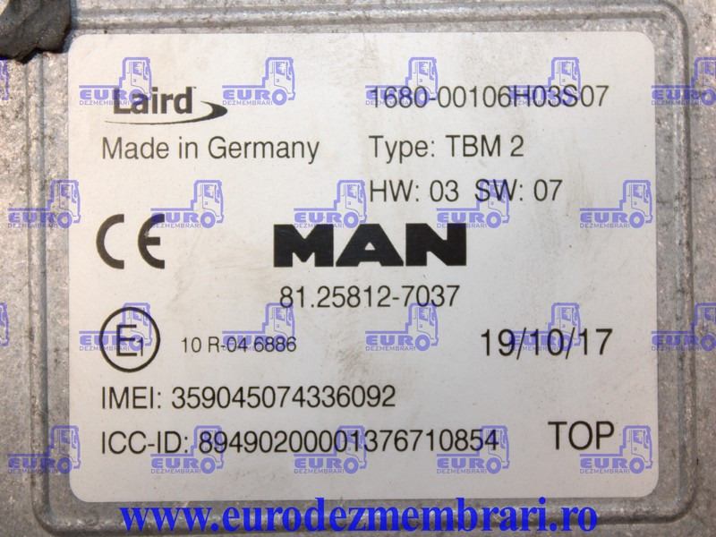 CALCULATOR TELEMATIC TBM2 MAN TGX 81.25812.7037, 81.25812.7038 - Steuergerät für LKW: das Bild 3 CALCULATOR TELEMATIC TBM2 MAN TGX 81.25812.7037, 81.25812.7038 - Steuergerät für LKW: das Bild 3