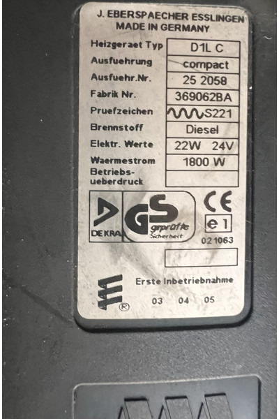 Eberspächer D1L C - Heizung/ Lüftung: das Bild 4 Eberspächer D1L C - Heizung/ Lüftung: das Bild 4